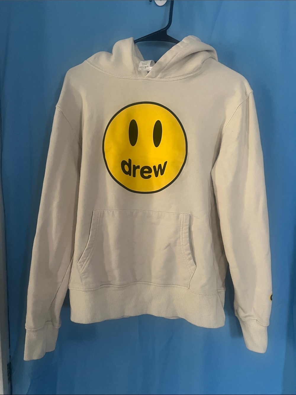 drew house Cream Pullover with Yellow Smiley Logo